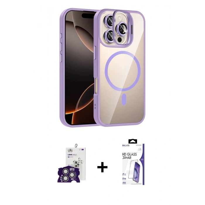 MARSİLYAN™- iPhone 16 Pro Max Kılıf Yadigar Asil Koleksiyonu - Siyah Bilvis 3X AR HD Cam Ekran Koruyucu + Bilvis Titan Kamera Lens - GS