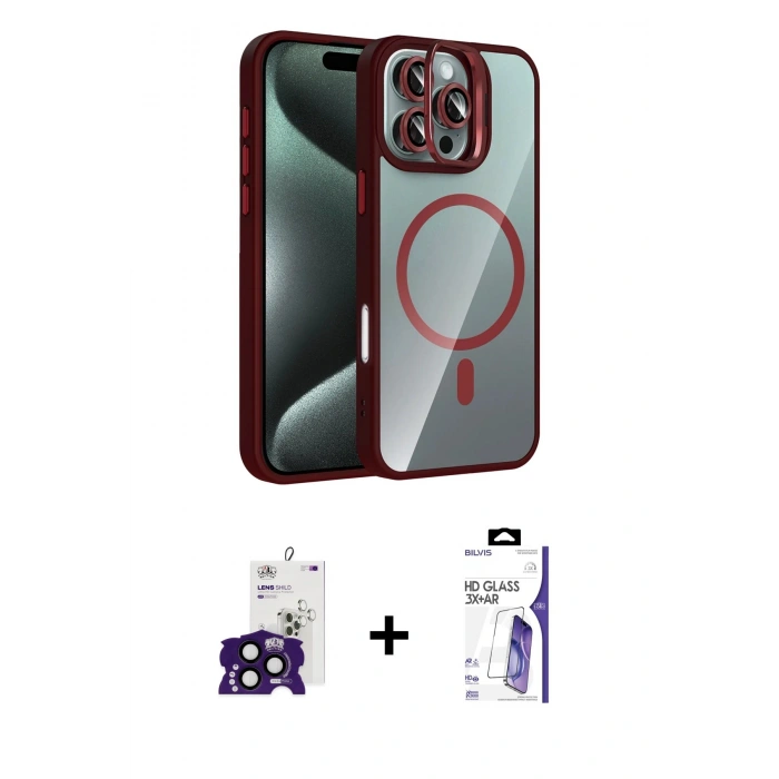 MARSİLYAN™- iPhone 16 Pro Max Kılıf Yadigar Asil Koleksiyonu - Siyah Bilvis 3X AR HD Cam Ekran Koruyucu + Bilvis Titan Kamera Lens - SH