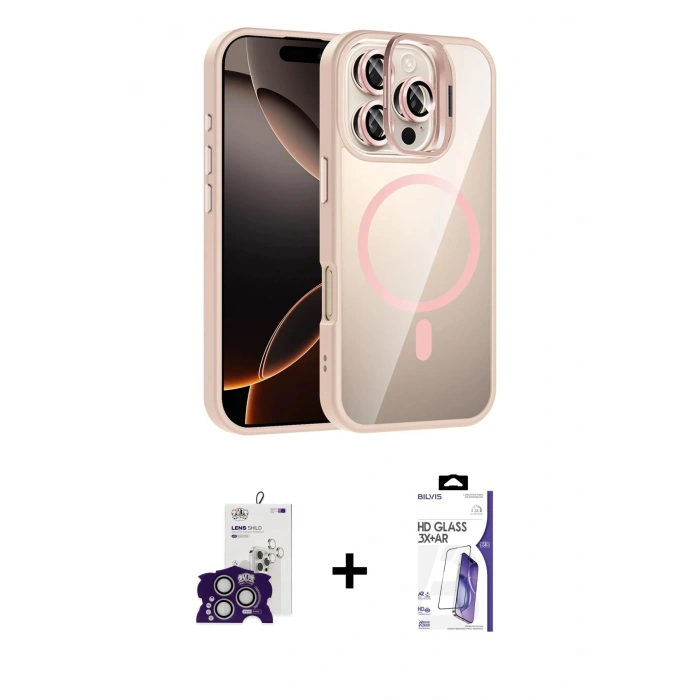 MARSİLYAN™- iPhone 16 Pro Max Kılıf Yadigar Asil Koleksiyonu - Siyah Bilvis 3X AR HD Cam Ekran Koruyucu + Bilvis Titan Kamera Lens - GS