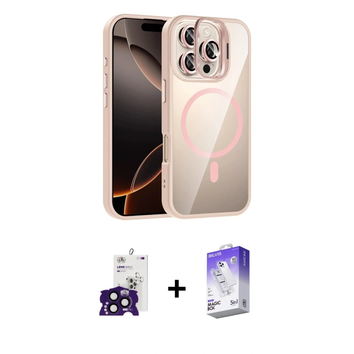 MARSİLYAN™- iPhone 16 Pro Max Kılıf Yadigar Asil Koleksiyonu - Siyah Bilvis 5in1 3D Magic Cam Ekran Koruyucu + Bilvis Titan Kamera Lens - SH