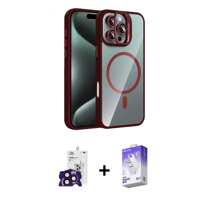MARSİLYAN™- iPhone 16 Pro Max Kılıf Yadigar Asil Koleksiyonu - Siyah Bilvis 5in1 3D Magic Cam Ekran Koruyucu + Bilvis Titan Kamera Lens - SH