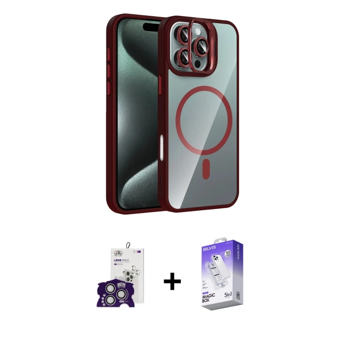 MARSİLYAN™- iPhone 16 Pro Max Kılıf Yadigar Asil Koleksiyonu - Siyah Bilvis 5in1 3D Magic Cam Ekran Koruyucu + Bilvis Titan Kamera Lens - GS