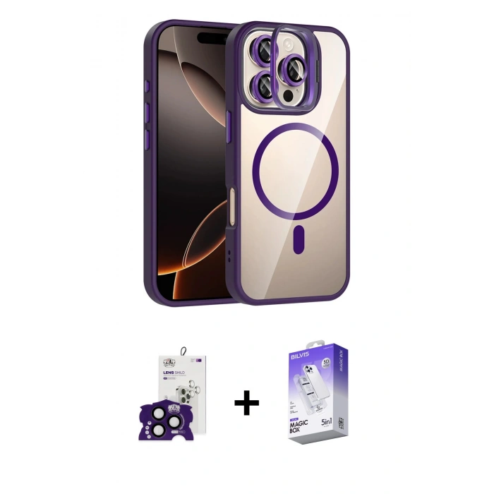 MARSİLYAN™- iPhone 16 Pro Max Kılıf Yadigar Asil Koleksiyonu - Siyah Bilvis 5in1 3D Magic Cam Ekran Koruyucu + Bilvis Titan Kamera Lens - SH