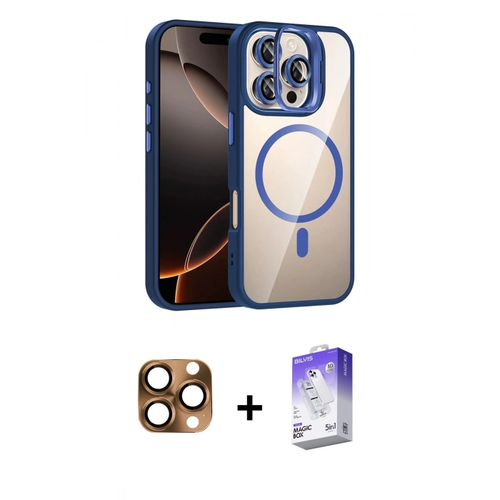 MARSİLYAN™- iPhone 16 Pro Max Kılıf Yadigar Asil Koleksiyonu - Siyah Bilvis 5in1 3D Magic Cam Ekran Koruyucu + Pers Alüminyum Kamera Lens - CLTM