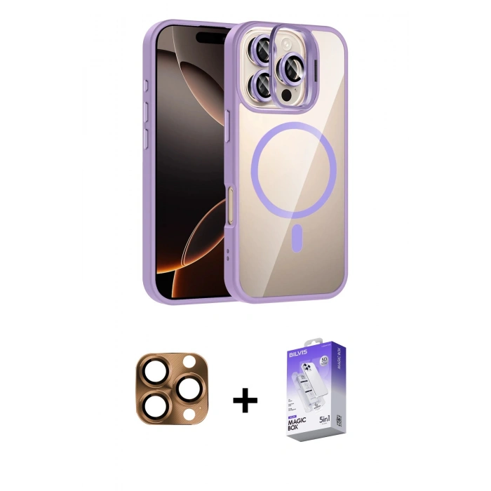 MARSİLYAN™- iPhone 16 Pro Max Kılıf Yadigar Asil Koleksiyonu - Siyah Bilvis 5in1 3D Magic Cam Ekran Koruyucu + Pers Alüminyum Kamera Lens - CLTM