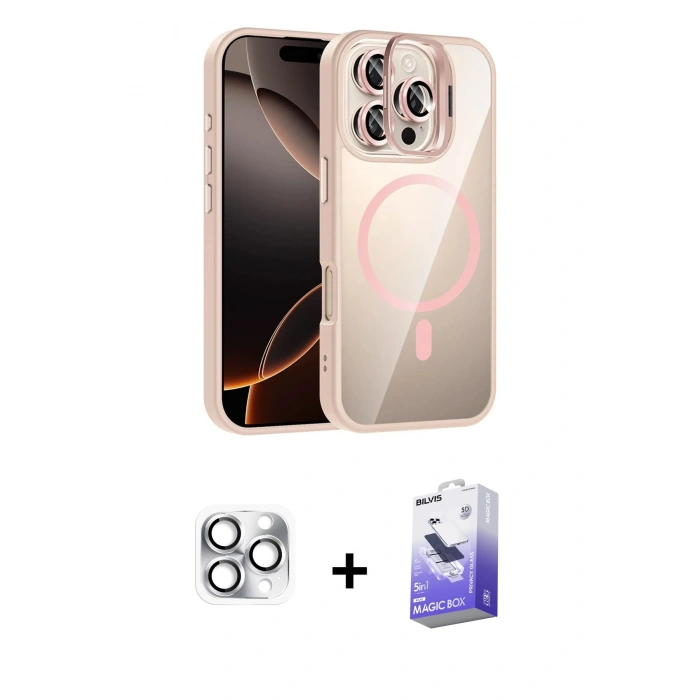 MARSİLYAN™- iPhone 16 Pro Max Kılıf Yadigar Asil Koleksiyonu - Siyah Bilvis 5in1 5D Magic Hayalet Cam Ekran Koruyucu + Pers Alüminyum Kamera Lens - GS