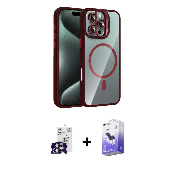 MARSİLYAN™- iPhone 16 Pro Max Kılıf Yadigar Asil Koleksiyonu - Siyah Bilvis 5in1 5D Magic Hayalet Cam Ekran Koruyucu + Bilvis Titan Kamera Lens - TMGI