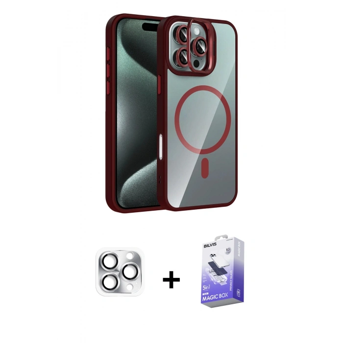 MARSİLYAN™- iPhone 16 Pro Max Kılıf Yadigar Asil Koleksiyonu - Siyah Bilvis 5in1 5D Magic Hayalet Cam Ekran Koruyucu + Pers Alüminyum Kamera Lens - GS