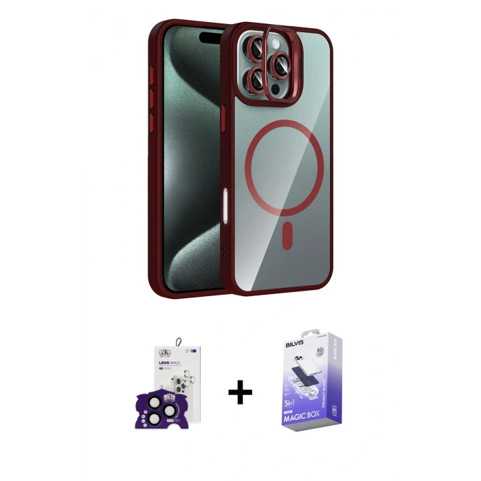 MARSİLYAN™- iPhone 16 Pro Max Kılıf Yadigar Asil Koleksiyonu - Siyah Bilvis 5in1 5D Magic Hayalet Cam Ekran Koruyucu + Bilvis Titan Kamera Lens - SH