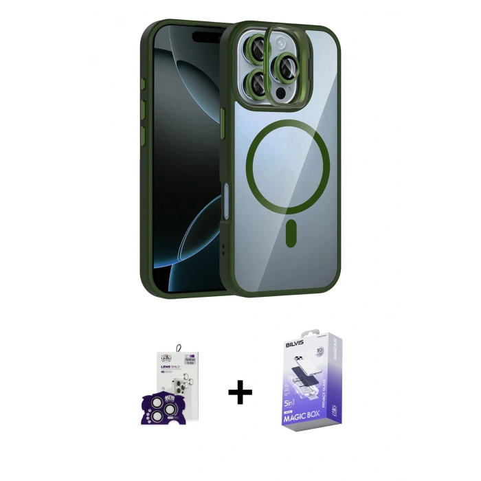 MARSİLYAN™- iPhone 16 Pro Max Kılıf Yadigar Asil Koleksiyonu - Siyah Bilvis 5in1 5D Magic Hayalet Cam Ekran Koruyucu + Bilvis Titan Kamera Lens - TMGI