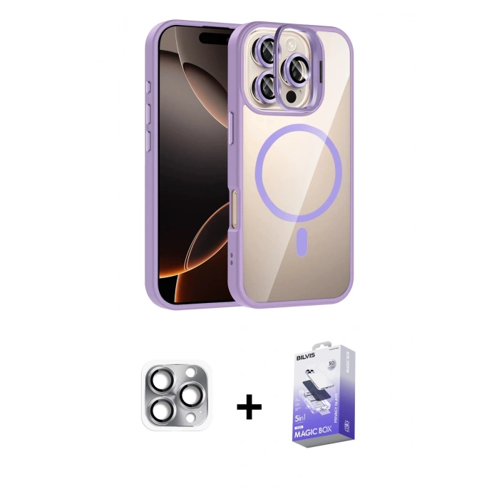 MARSİLYAN™- iPhone 16 Pro Max Kılıf Yadigar Asil Koleksiyonu - Siyah Bilvis 5in1 5D Magic Hayalet Cam Ekran Koruyucu + Pers Alüminyum Kamera Lens - GI