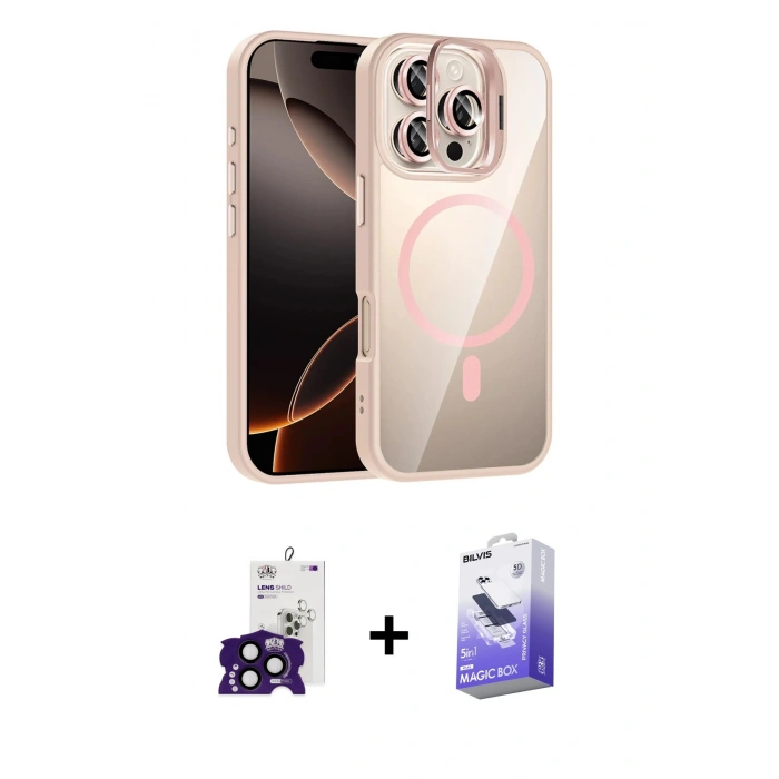 MARSİLYAN™- iPhone 16 Pro Max Kılıf Yadigar Asil Koleksiyonu - Siyah Bilvis 5in1 5D Magic Hayalet Cam Ekran Koruyucu + Bilvis Titan Kamera Lens - SH