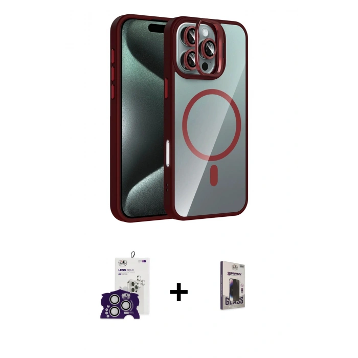 MARSİLYAN™- iPhone 16 Pro Max Kılıf Yadigar Asil Koleksiyonu - Siyah Bilvis Hayalet Cam Ekran Koruyucu + Bilvis Titan Kamera Lens - GS