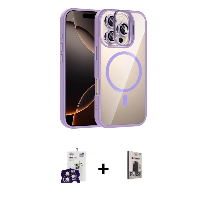 MARSİLYAN™- iPhone 16 Pro Max Kılıf Yadigar Asil Koleksiyonu - Siyah Bilvis Hayalet Cam Ekran Koruyucu + Bilvis Titan Kamera Lens - TMGI