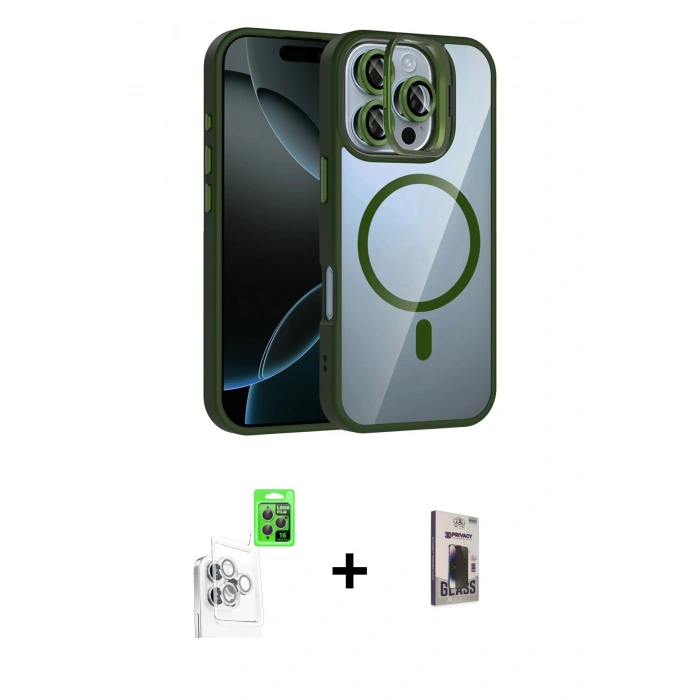 MARSİLYAN™- iPhone 16 Pro Max Kılıf Yadigar Asil Koleksiyonu - Siyah Bilvis Hayalet Cam Ekran Koruyucu + Raze Metal Kamera Lens - BZ