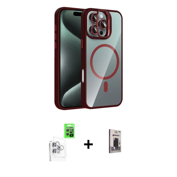 MARSİLYAN™- iPhone 16 Pro Max Kılıf Yadigar Asil Koleksiyonu - Siyah Bilvis Hayalet Cam Ekran Koruyucu + Raze Metal Kamera Lens - BZ