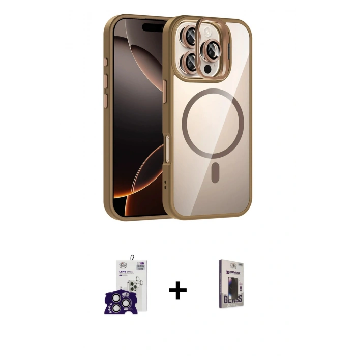 MARSİLYAN™- iPhone 16 Pro Max Kılıf Yadigar Asil Koleksiyonu - Siyah Bilvis Hayalet Cam Ekran Koruyucu + Bilvis Titan Kamera Lens - TMGI