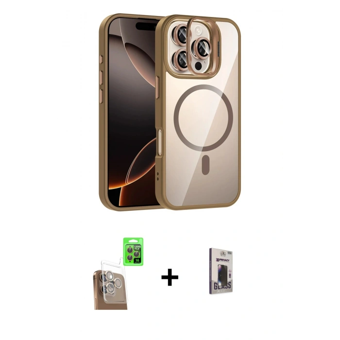MARSİLYAN™- iPhone 16 Pro Max Kılıf Yadigar Asil Koleksiyonu - Siyah Bilvis Hayalet Cam Ekran Koruyucu + Raze Metal Kamera Lens - CLTM