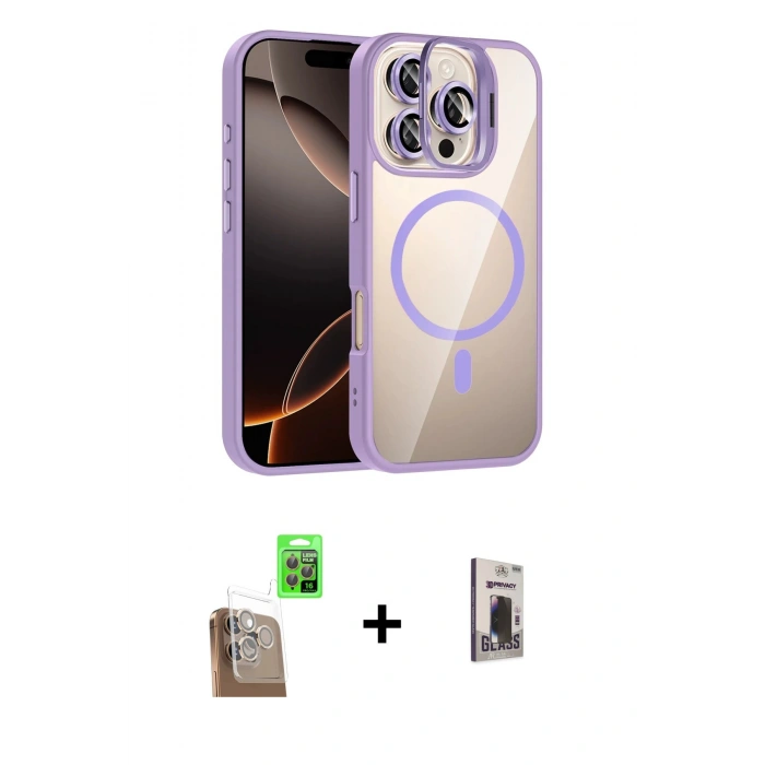 MARSİLYAN™- iPhone 16 Pro Max Kılıf Yadigar Asil Koleksiyonu - Siyah Bilvis Hayalet Cam Ekran Koruyucu + Raze Metal Kamera Lens - CLTM