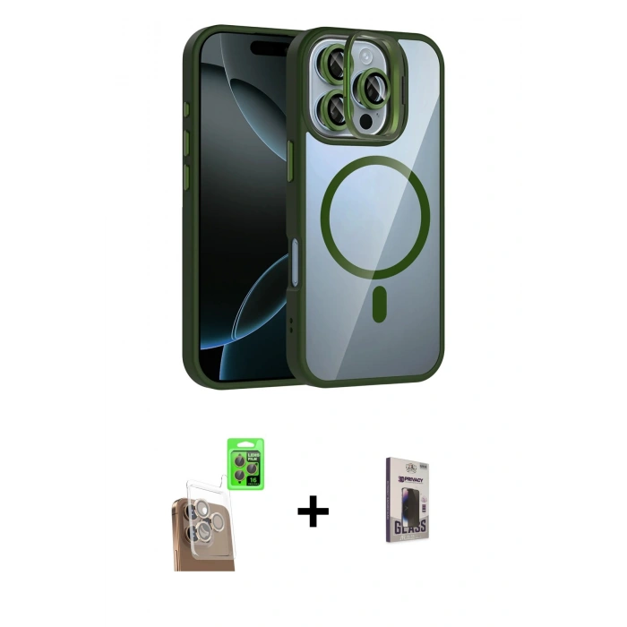 MARSİLYAN™- iPhone 16 Pro Max Kılıf Yadigar Asil Koleksiyonu - Siyah Bilvis Hayalet Cam Ekran Koruyucu + Raze Metal Kamera Lens - CLTM