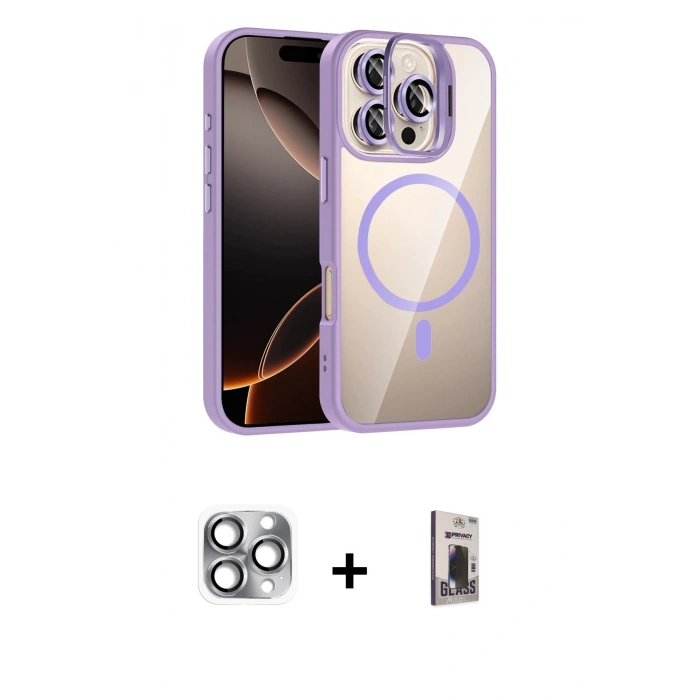 MARSİLYAN™- iPhone 16 Pro Max Kılıf Yadigar Asil Koleksiyonu - Siyah Bilvis Hayalet Cam Ekran Koruyucu + Pers Alüminyum Kamera Lens - GI