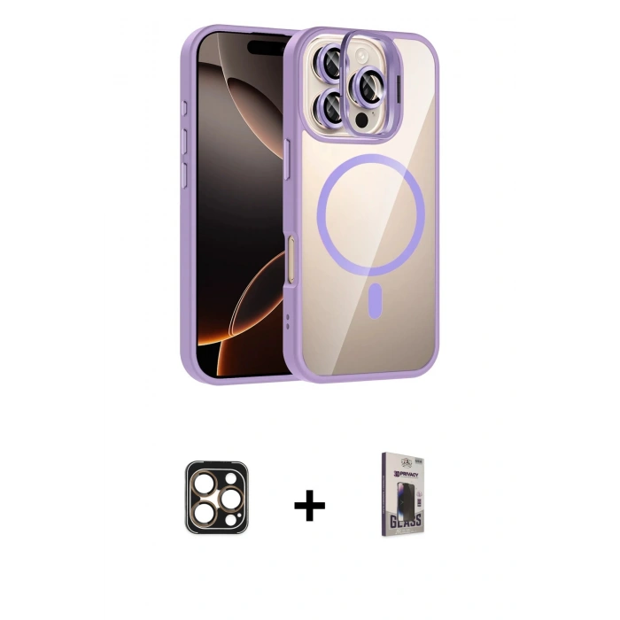 MARSİLYAN™- iPhone 16 Pro Max Kılıf Yadigar Asil Koleksiyonu - Siyah Bilvis Hayalet Cam Ekran Koruyucu + PVD Metal Kamera Lens - GD