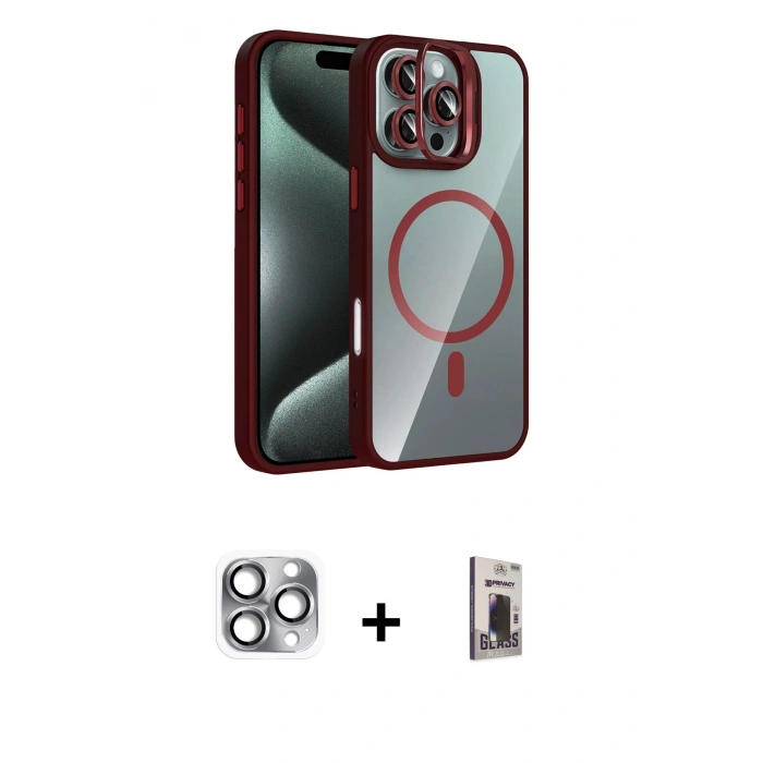 MARSİLYAN™- iPhone 16 Pro Max Kılıf Yadigar Asil Koleksiyonu - Siyah Bilvis Hayalet Cam Ekran Koruyucu + Pers Alüminyum Kamera Lens - GI
