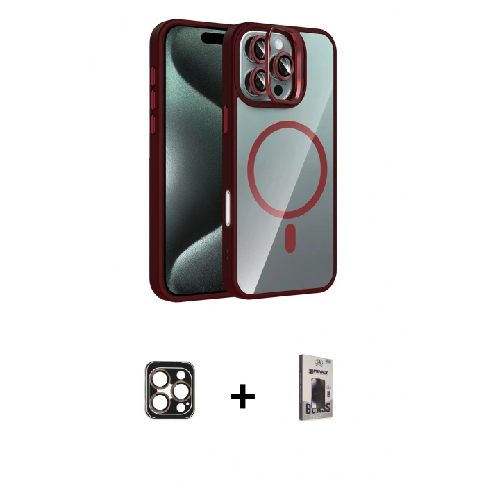 MARSİLYAN™- iPhone 16 Pro Max Kılıf Yadigar Asil Koleksiyonu - Siyah Bilvis Hayalet Cam Ekran Koruyucu + PVD Metal Kamera Lens - GD