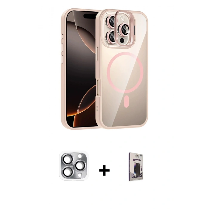 MARSİLYAN™- iPhone 16 Pro Max Kılıf Yadigar Asil Koleksiyonu - Siyah Bilvis Hayalet Cam Ekran Koruyucu + Pers Alüminyum Kamera Lens - GI