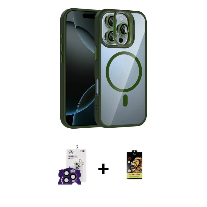 MARSİLYAN™- iPhone 16 Pro Max Kılıf Yadigar Asil Koleksiyonu - Siyah Buffer Cam Ekran Koruyucu + Bilvis Titan Kamera Lens - SH