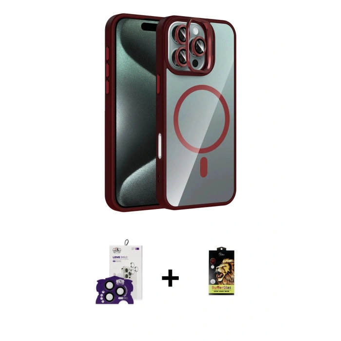 MARSİLYAN™- iPhone 16 Pro Max Kılıf Yadigar Asil Koleksiyonu - Siyah Buffer Cam Ekran Koruyucu + Bilvis Titan Kamera Lens - SH
