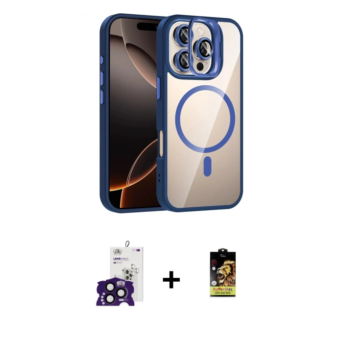 MARSİLYAN™- iPhone 16 Pro Max Kılıf Yadigar Asil Koleksiyonu - Siyah Buffer Cam Ekran Koruyucu + Bilvis Titan Kamera Lens - SH