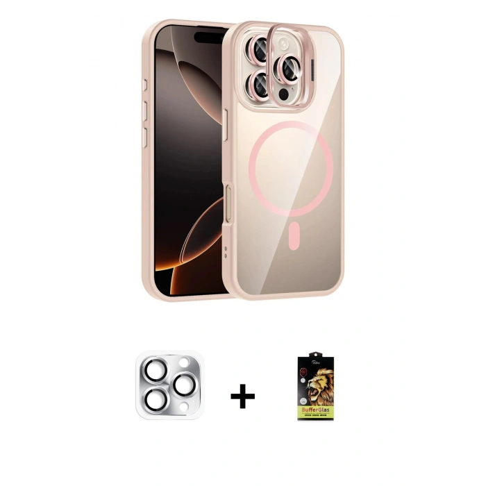 MARSİLYAN™- iPhone 16 Pro Max Kılıf Yadigar Asil Koleksiyonu - Siyah Buffer Cam Ekran Koruyucu + Pers Alüminyum Kamera Lens - GS