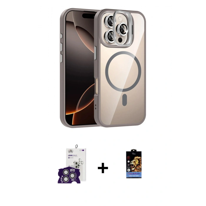 MARSİLYAN™- iPhone 16 Pro Max Kılıf Yadigar Asil Koleksiyonu - Siyah Buffer Hayalet Cam Ekran Koruyucu + Bilvis Titan Kamera Lens - GS
