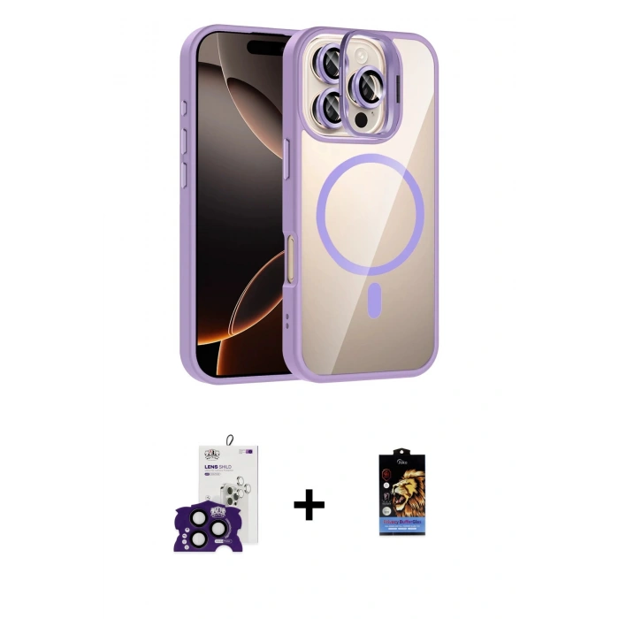MARSİLYAN™- iPhone 16 Pro Max Kılıf Yadigar Asil Koleksiyonu - Siyah Buffer Hayalet Cam Ekran Koruyucu + Bilvis Titan Kamera Lens - SH