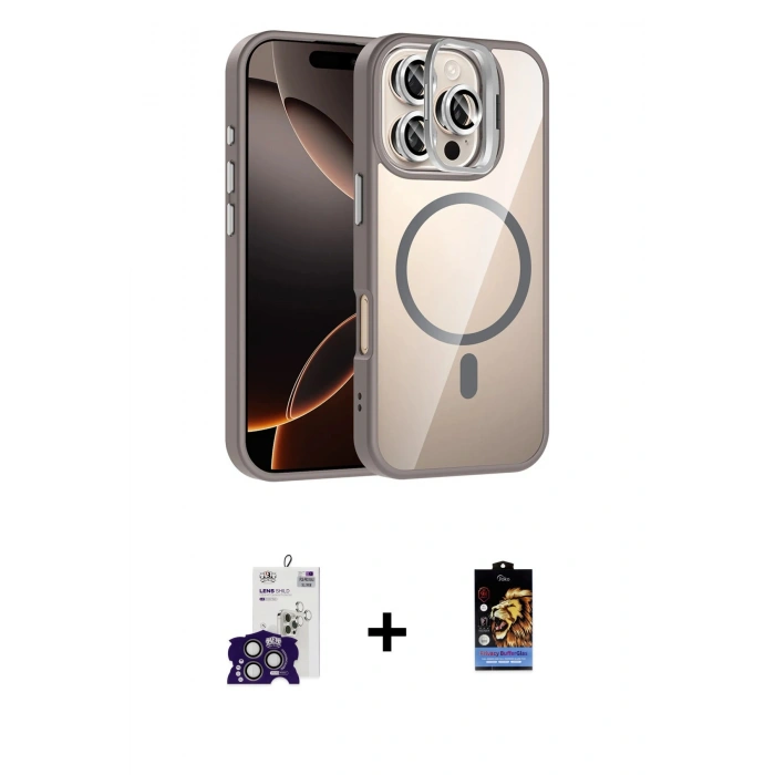 MARSİLYAN™- iPhone 16 Pro Max Kılıf Yadigar Asil Koleksiyonu - Siyah Buffer Hayalet Cam Ekran Koruyucu + Bilvis Titan Kamera Lens - TMGI