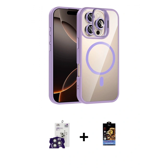 MARSİLYAN™- iPhone 16 Pro Max Kılıf Yadigar Asil Koleksiyonu - Siyah Buffer Hayalet Cam Ekran Koruyucu + Bilvis Titan Kamera Lens - TMGI