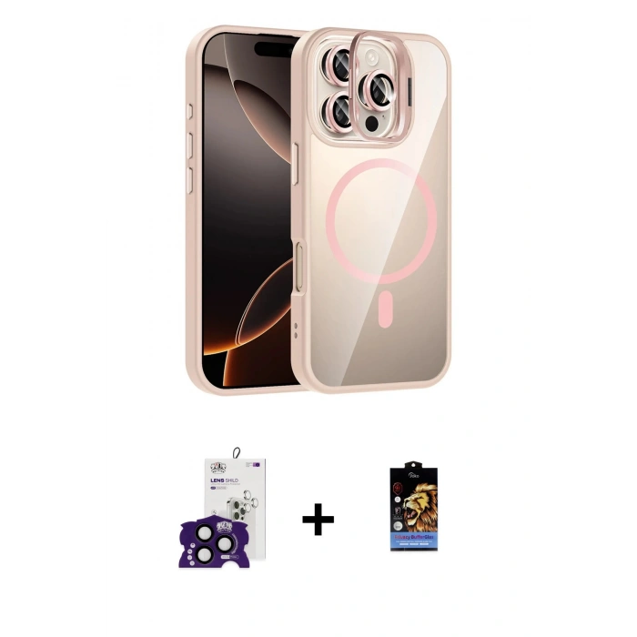 MARSİLYAN™- iPhone 16 Pro Max Kılıf Yadigar Asil Koleksiyonu - Siyah Buffer Hayalet Cam Ekran Koruyucu + Bilvis Titan Kamera Lens - SH