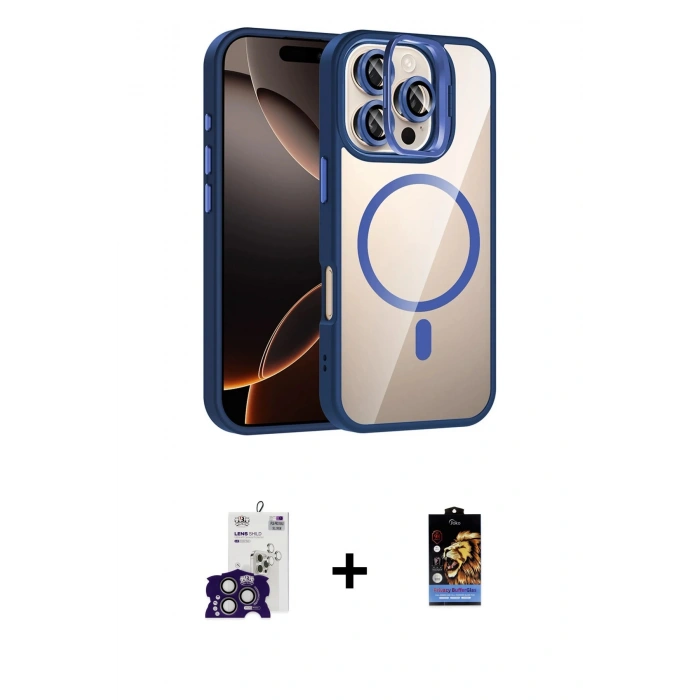 MARSİLYAN™- iPhone 16 Pro Max Kılıf Yadigar Asil Koleksiyonu - Siyah Buffer Hayalet Cam Ekran Koruyucu + Bilvis Titan Kamera Lens - TMGI