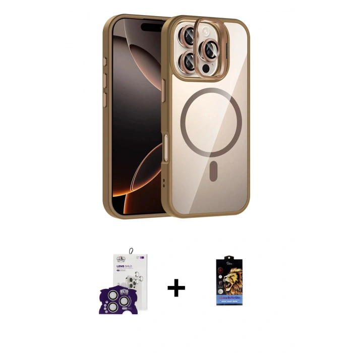 MARSİLYAN™- iPhone 16 Pro Max Kılıf Yadigar Asil Koleksiyonu - Siyah Buffer Hayalet Cam Ekran Koruyucu + Bilvis Titan Kamera Lens - GS