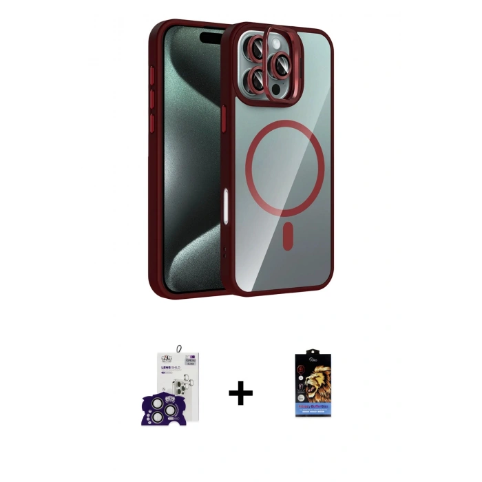 MARSİLYAN™- iPhone 16 Pro Max Kılıf Yadigar Asil Koleksiyonu - Siyah Buffer Hayalet Cam Ekran Koruyucu + Bilvis Titan Kamera Lens - TMGI