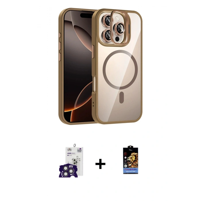 MARSİLYAN™- iPhone 16 Pro Max Kılıf Yadigar Asil Koleksiyonu - Siyah Buffer Hayalet Cam Ekran Koruyucu + Bilvis Titan Kamera Lens - TMGI
