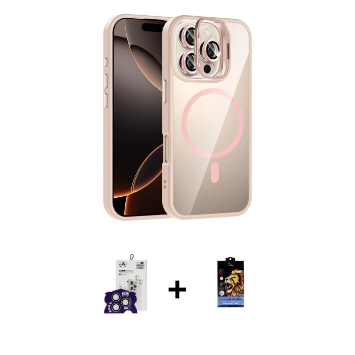 MARSİLYAN™- iPhone 16 Pro Max Kılıf Yadigar Asil Koleksiyonu - Siyah Buffer Hayalet Cam Ekran Koruyucu + Bilvis Titan Kamera Lens - TMGI