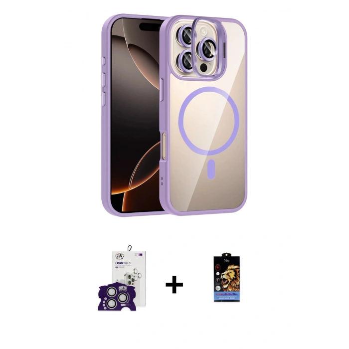 MARSİLYAN™- iPhone 16 Pro Max Kılıf Yadigar Asil Koleksiyonu - Siyah Buffer Hayalet Cam Ekran Koruyucu + Bilvis Titan Kamera Lens - GS