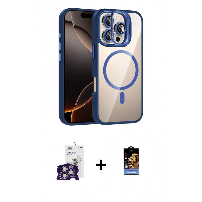 MARSİLYAN™- iPhone 16 Pro Max Kılıf Yadigar Asil Koleksiyonu - Siyah Buffer Hayalet Cam Ekran Koruyucu + Bilvis Titan Kamera Lens - GS