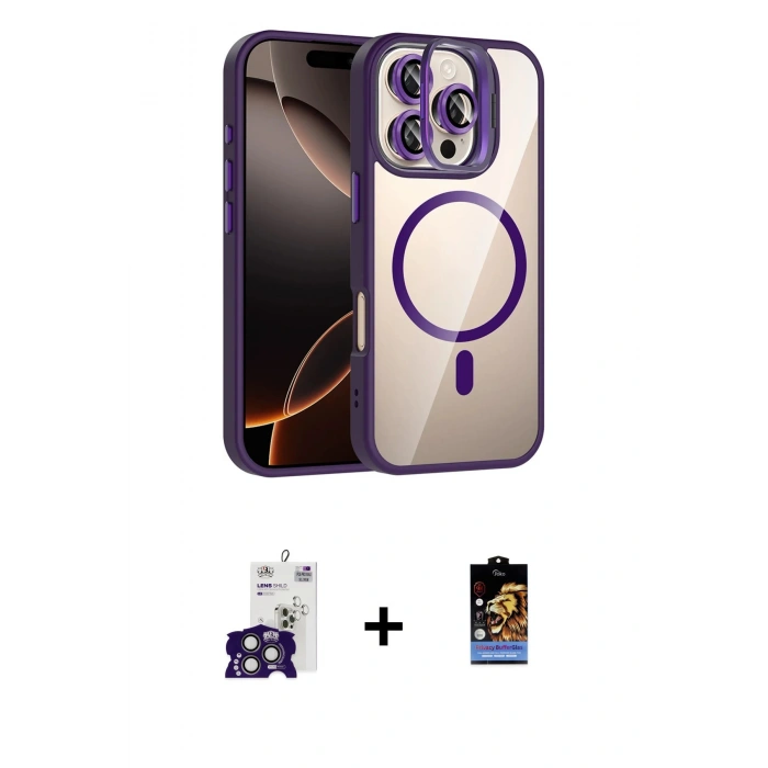 MARSİLYAN™- iPhone 16 Pro Max Kılıf Yadigar Asil Koleksiyonu - Siyah Buffer Hayalet Cam Ekran Koruyucu + Bilvis Titan Kamera Lens - TMGI