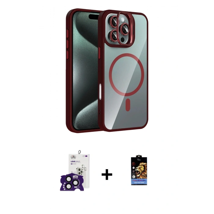 MARSİLYAN™- iPhone 16 Pro Max Kılıf Yadigar Asil Koleksiyonu - Siyah Buffer Hayalet Cam Ekran Koruyucu + Bilvis Titan Kamera Lens - SH