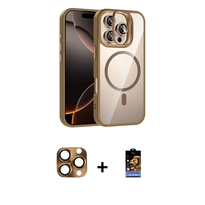 MARSİLYAN™- iPhone 16 Pro Max Kılıf Yadigar Asil Koleksiyonu - Siyah Buffer Hayalet Cam Ekran Koruyucu + Pers Alüminyum Kamera Lens - CLTM