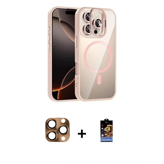 MARSİLYAN™- iPhone 16 Pro Max Kılıf Yadigar Asil Koleksiyonu - Siyah Buffer Hayalet Cam Ekran Koruyucu + Pers Alüminyum Kamera Lens - CLTM