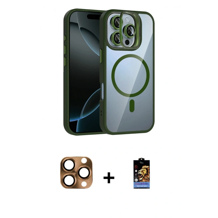 MARSİLYAN™- iPhone 16 Pro Max Kılıf Yadigar Asil Koleksiyonu - Siyah Buffer Hayalet Cam Ekran Koruyucu + Pers Alüminyum Kamera Lens - CLTM